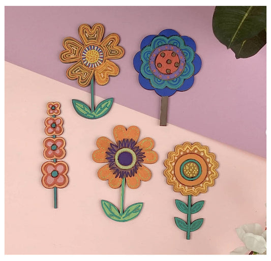 DIY Paint Kit for Kids Fridge Magnet Room Decor (Flowers)