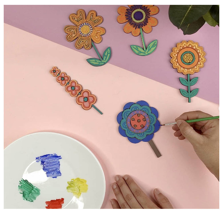 DIY Paint Kit for Kids Fridge Magnet Room Decor (Flowers)