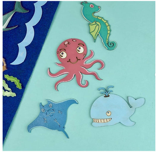 DIY Paint Kit for Kids Fridge Magnet Room Decor (Sea Creatures)