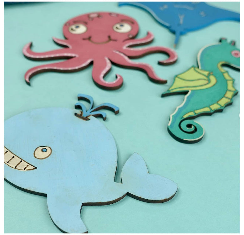 DIY Paint Kit for Kids Fridge Magnet Room Decor (Sea Creatures)