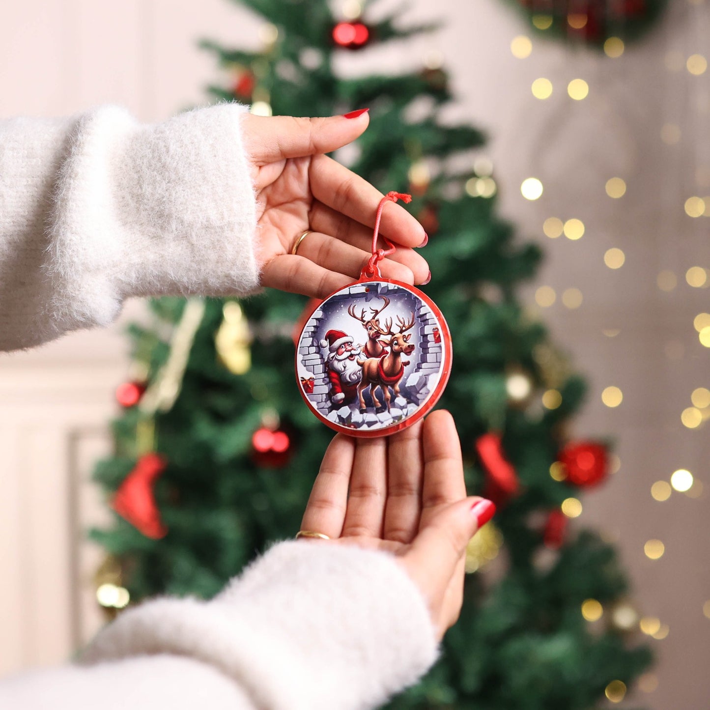 3D Looking Santa Claus Christmas Tree Ornaments