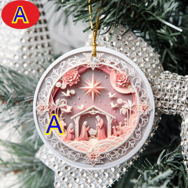 3D Looking Pastel Christmas Tree Ornaments - Naitivity