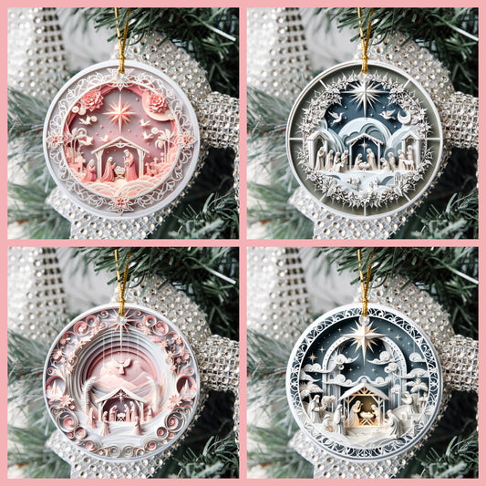 3D Pastel Christmas Tree Ornaments - Naitivity