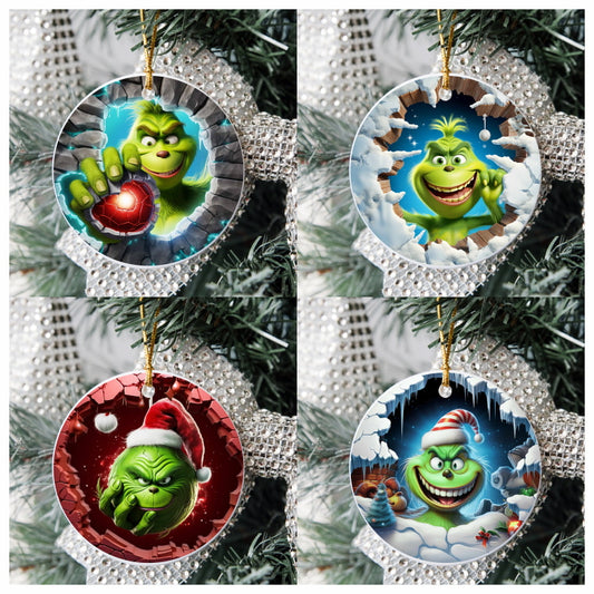 3D Custom Christmas Tree Ornaments - Grinch Set 2