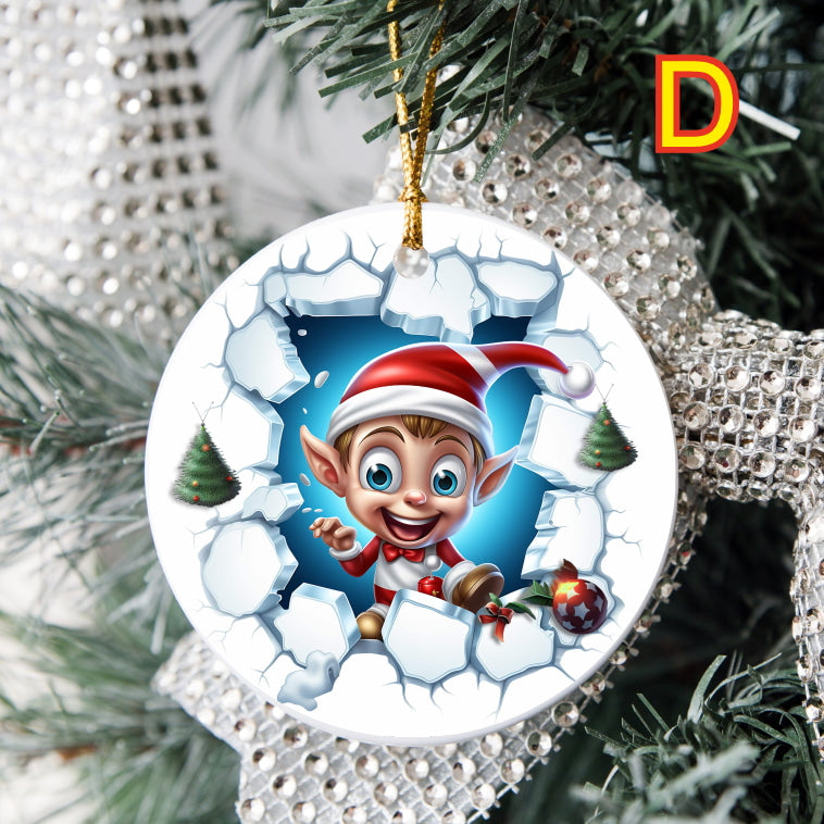 3D Looking Custom Christmas Tree Ornaments - Elf Set 2