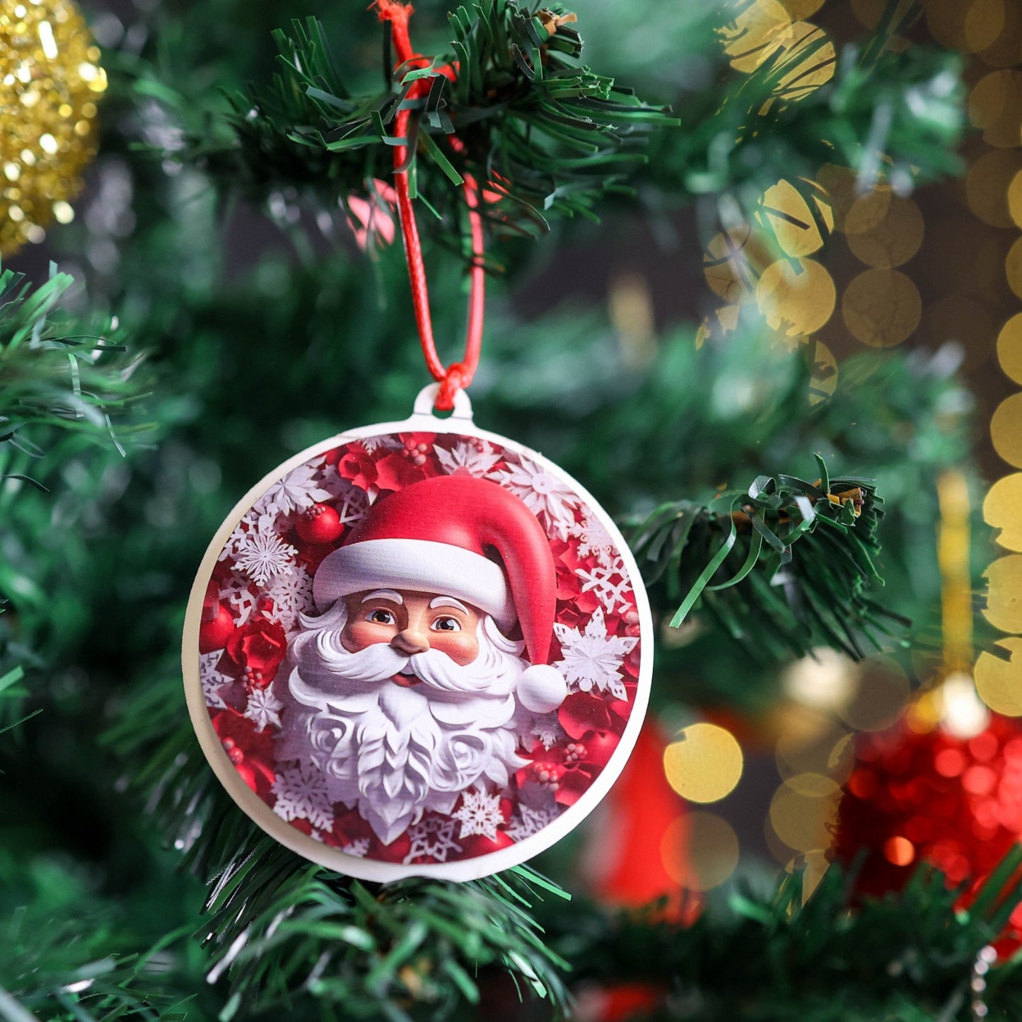 3D Looking Santa Claus Christmas Tree Ornaments